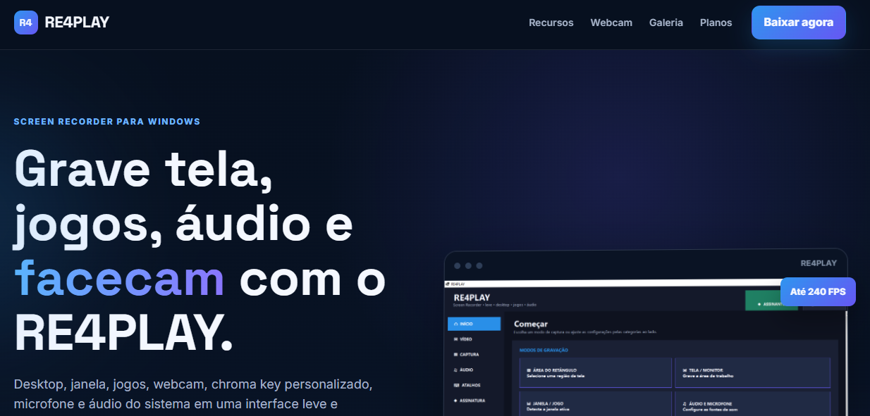 RE4PLAY — gravador de tela brasileiro
